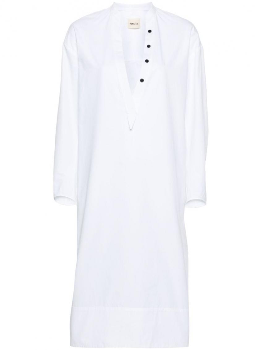Khaite White Cotton Dress In White