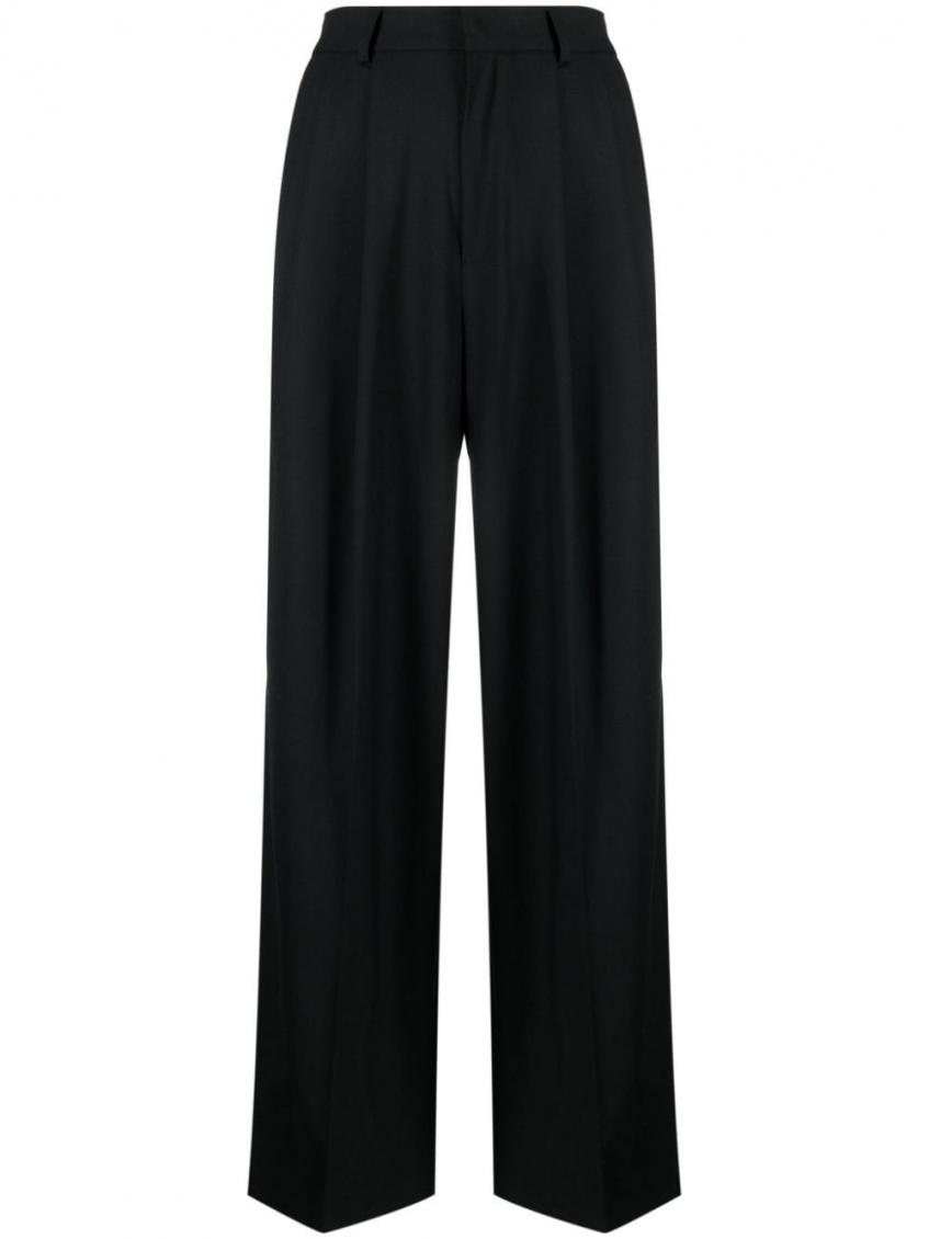 Az Factory Black Wide Leg Wool Trousers In Black