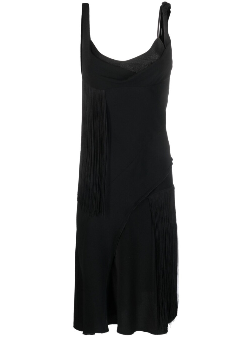 Victoria Beckham Black Asymmetric Fringe Mini Dress for Women Online India  at Darveys.com