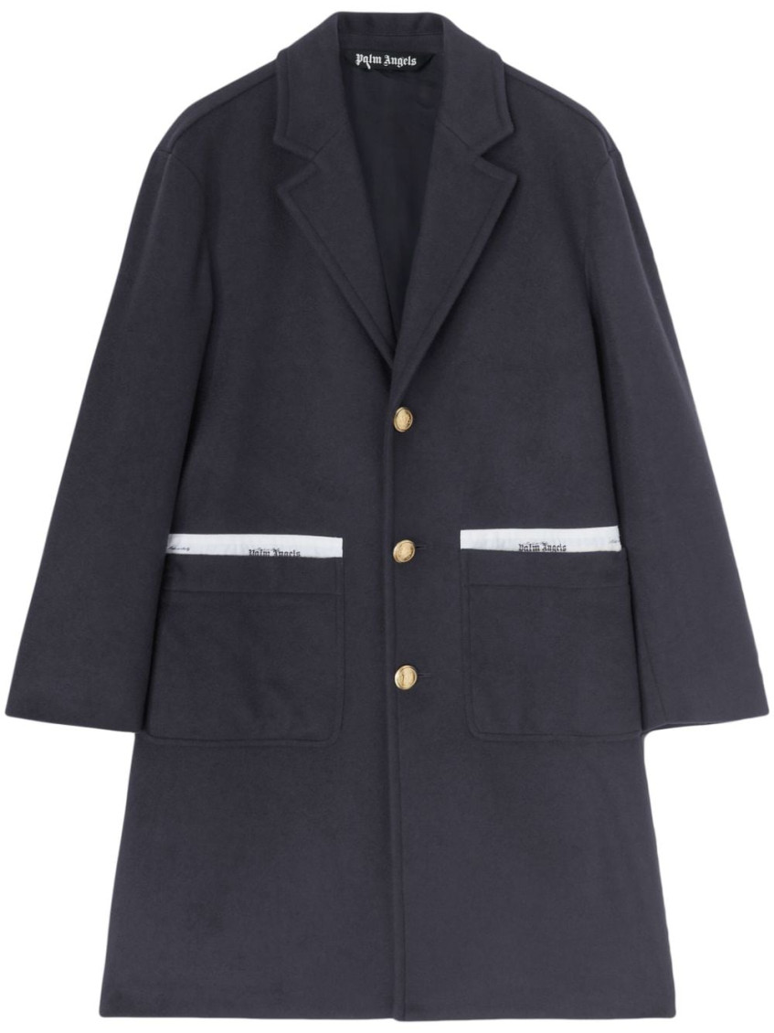 Palm Angels Tailored Coat In Navy Blue