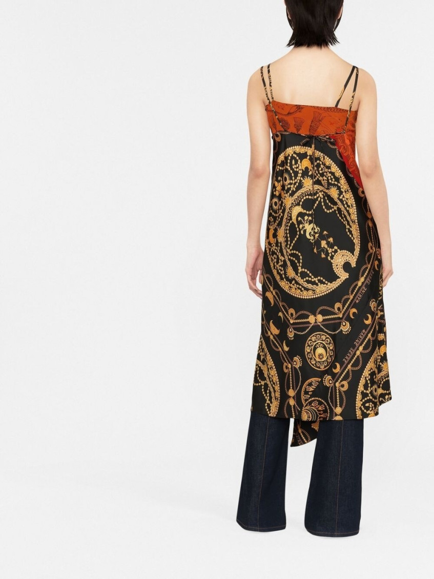 ワンピース MARINE SERRE Multicolor Silk Dress Marine Serre SILK PATCHWORK V-NECK DRESS | miinto | REVERSIBLE