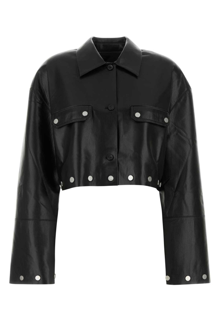Nanushka Black Synthetic Leather Kassie Shirt In Black