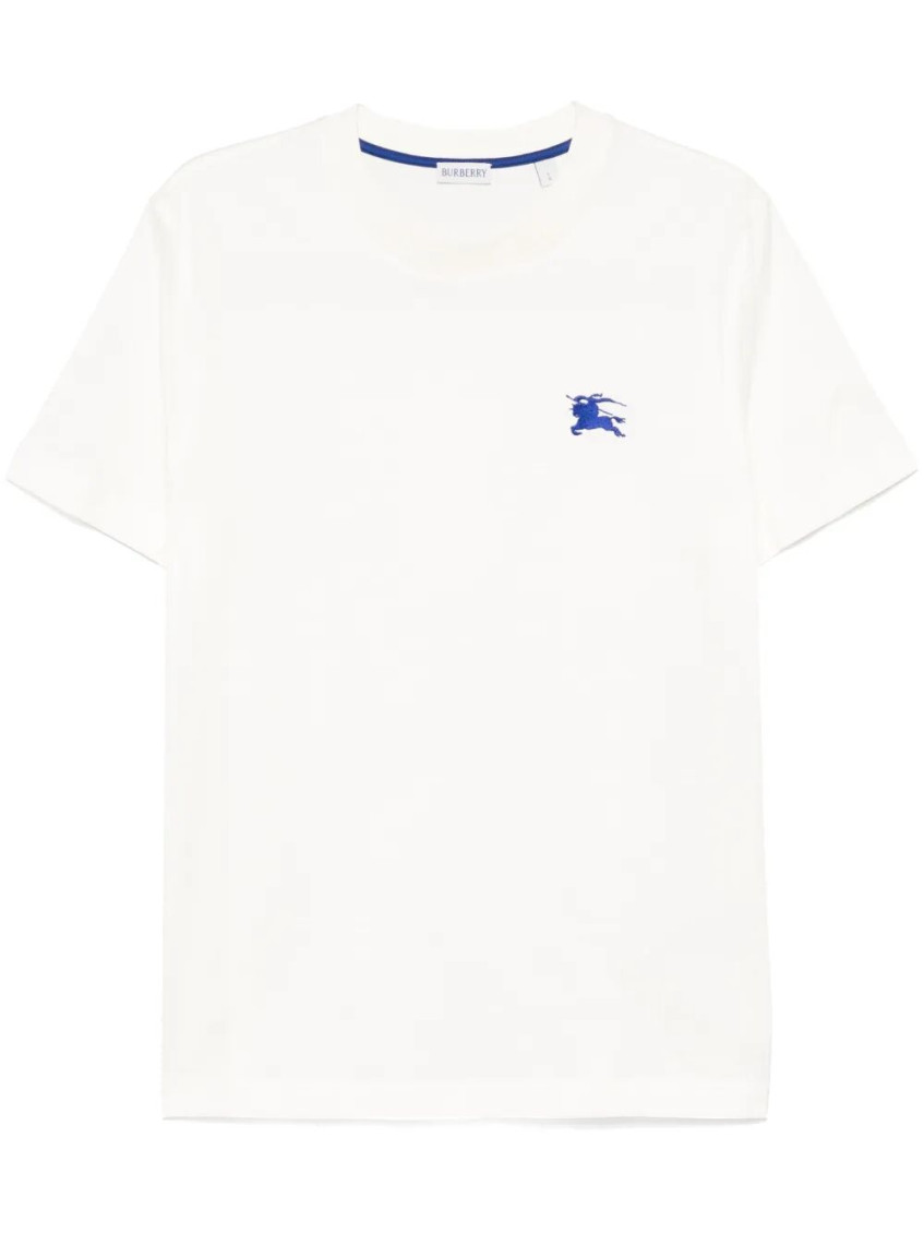 Burberry Mens Salt Ekd-embroidered Short-sleeve Cotton-jersey T-shirt In White