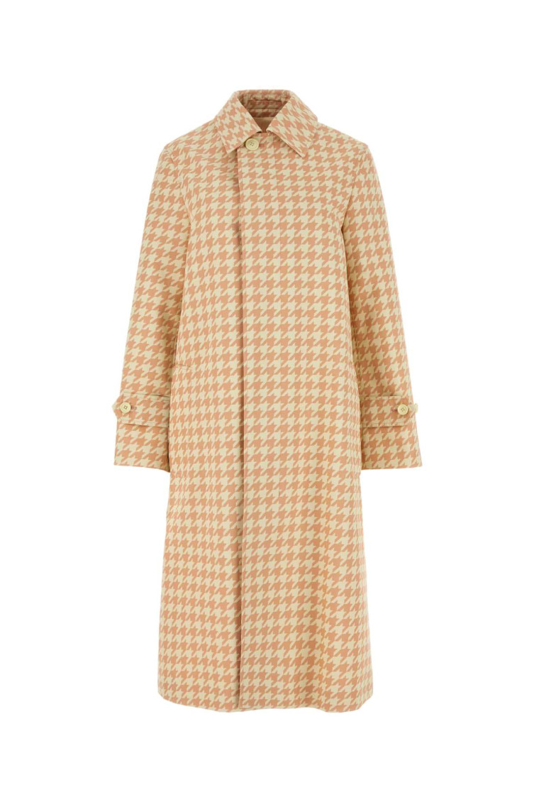 BURBERRY LIGHT PINK CHECK-PATTERN LONG COAT