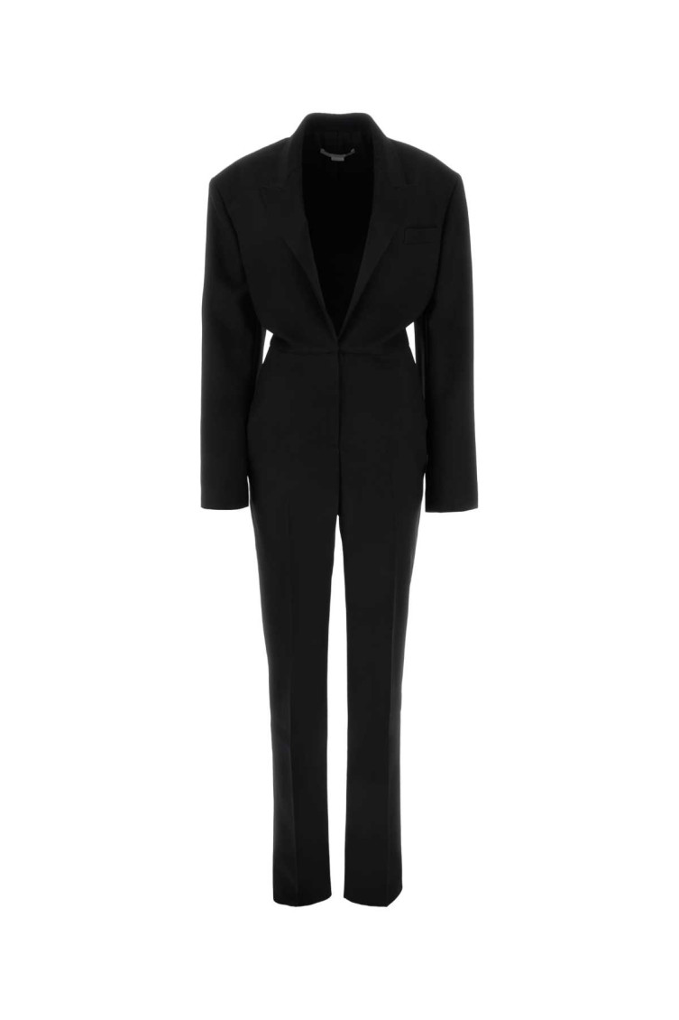 Stella Mccartney Wool Jumpsuit With Satin Inserts In Black