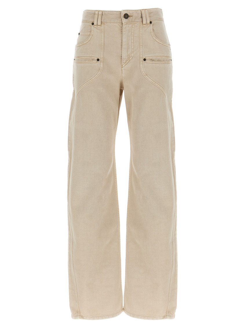 Isabel Marant 'betiane' Jeans Contrast Stitching Detail In Beige