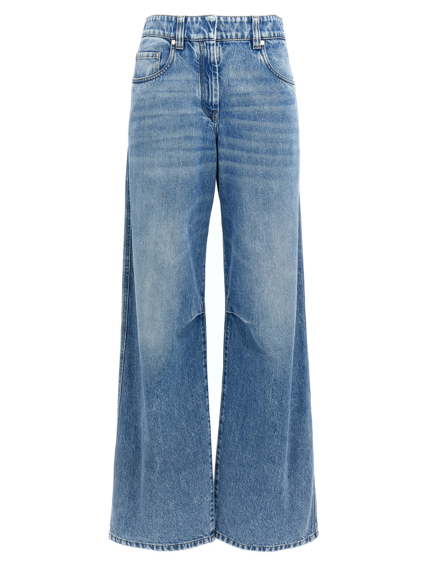 Brunello Cucinelli Knee Detail Wide-leg Jeans In Blue