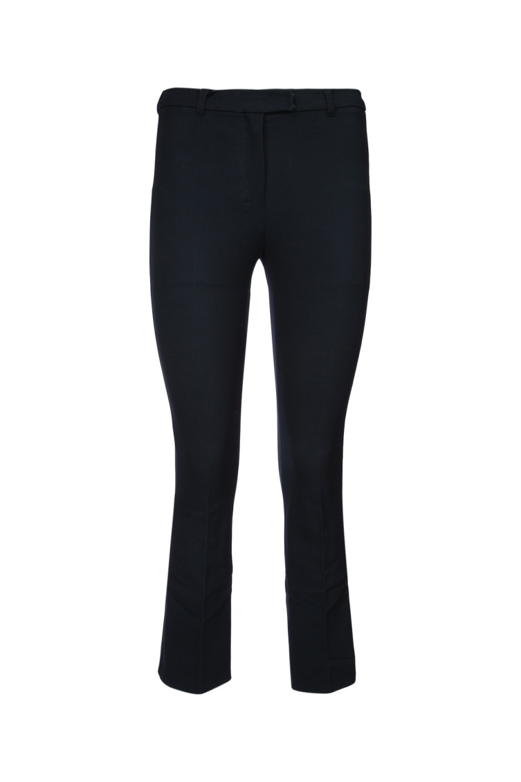 Max Mara Cropped Viscose Trousers In Dark Blue
