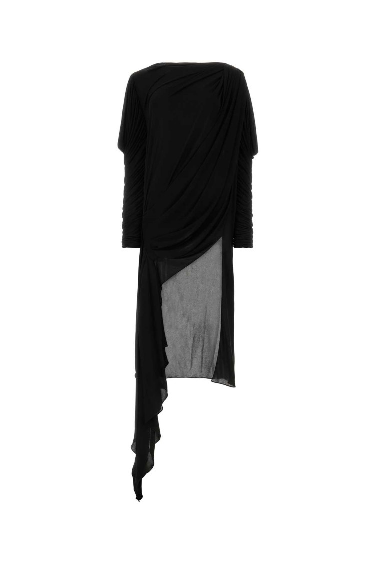 Gucci Asymmetric Crepe Mini Dress In Black