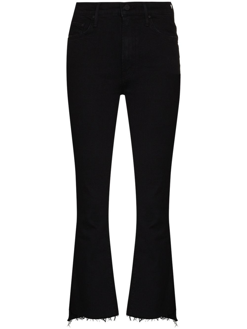 Mother Black Slim Flared Jeans 'insider Crop Step' In Black