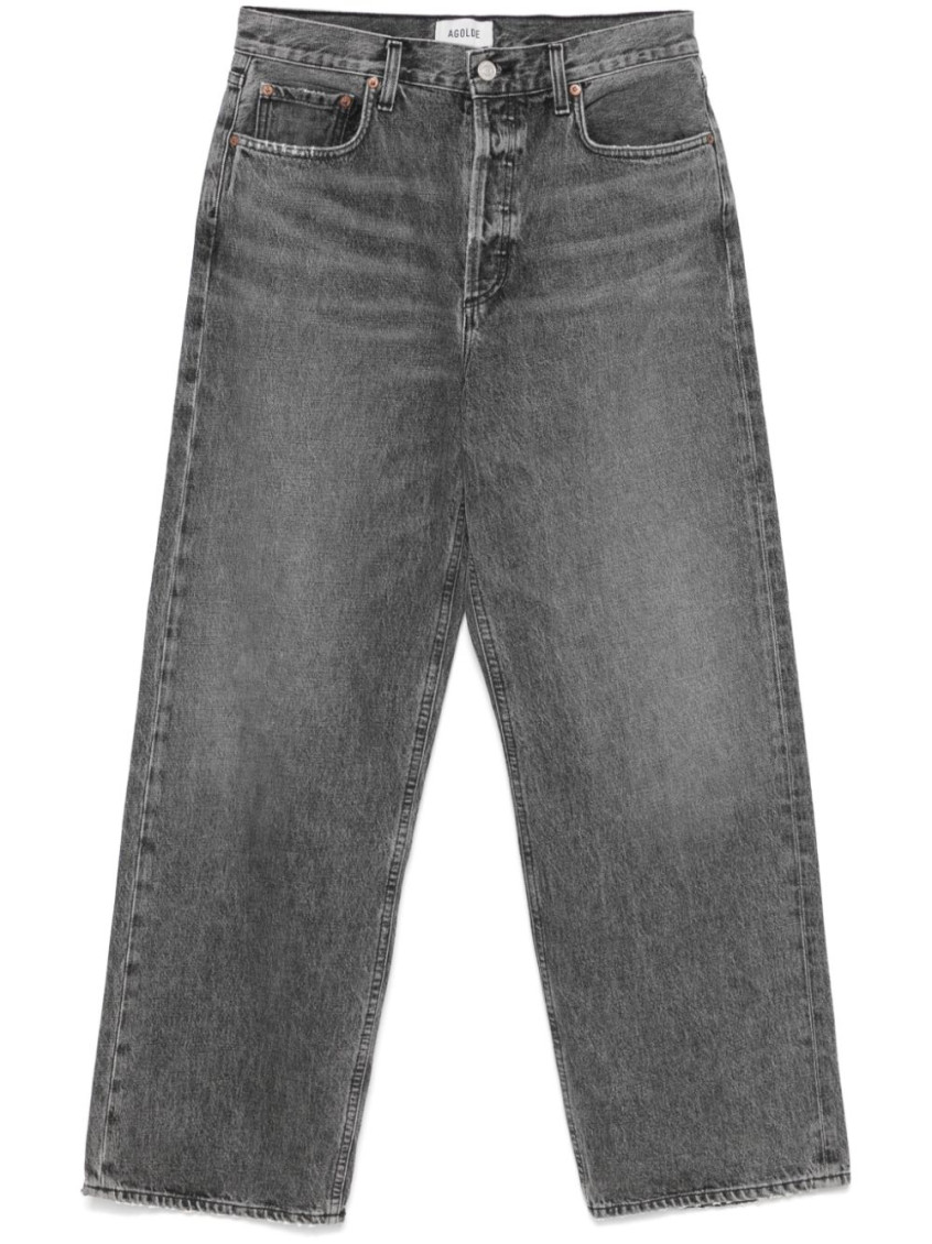 Agolde Grey Jeans With Low Waist And Wide Leg In Denim Woman In Grey
