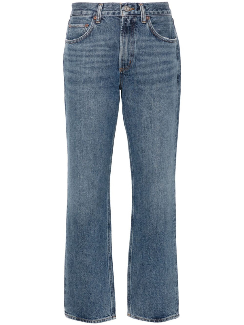 Agolde Luna Pieced Cotton Denim Jeans In Blue