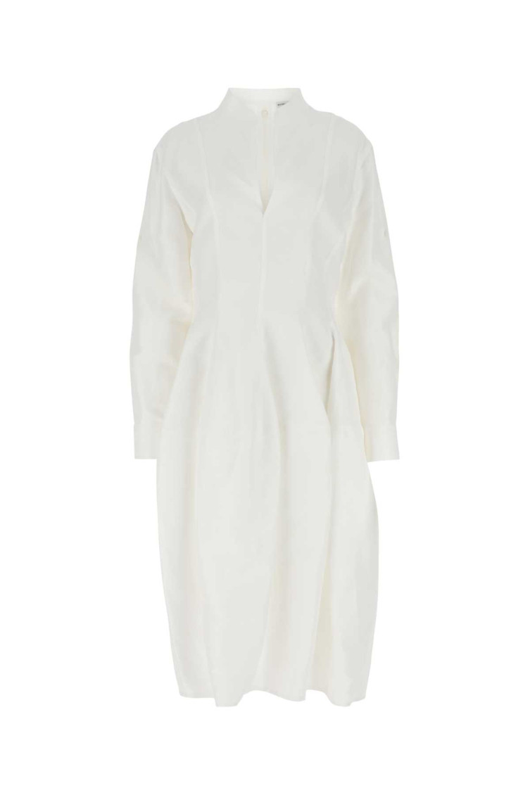 Bottega Veneta Linen And Viscose Blend Dress In White