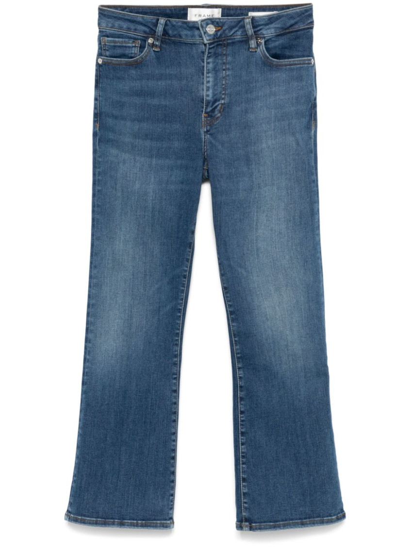 Frame Le Crop Mini Boot Jeans In Dark Blue