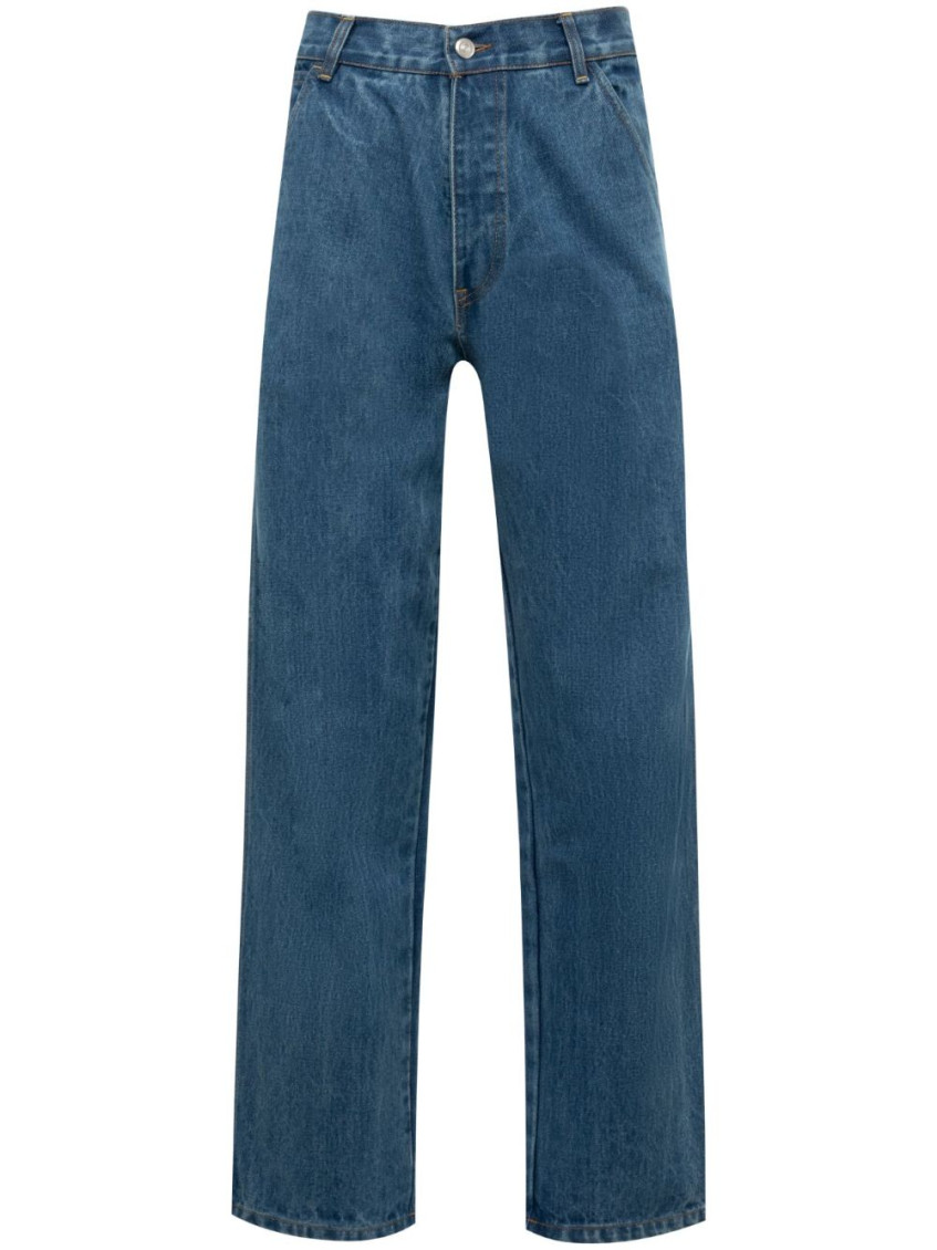 Hommegirls Medium Blue Straight Leg Jeans In Black