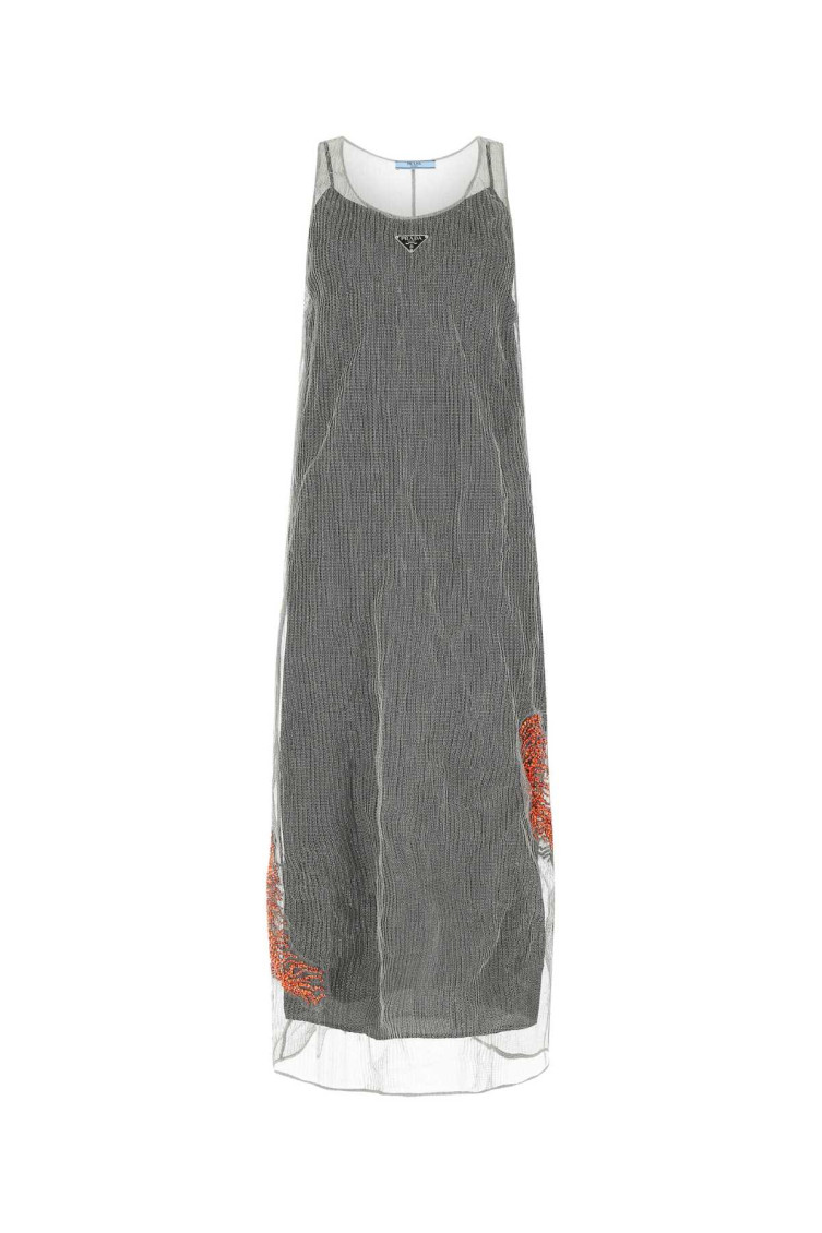 Prada Long Dresses. In Silver