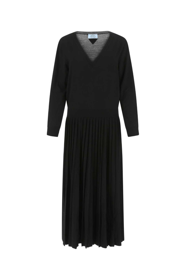 Prada Versatile Wool Blend Dress In Black