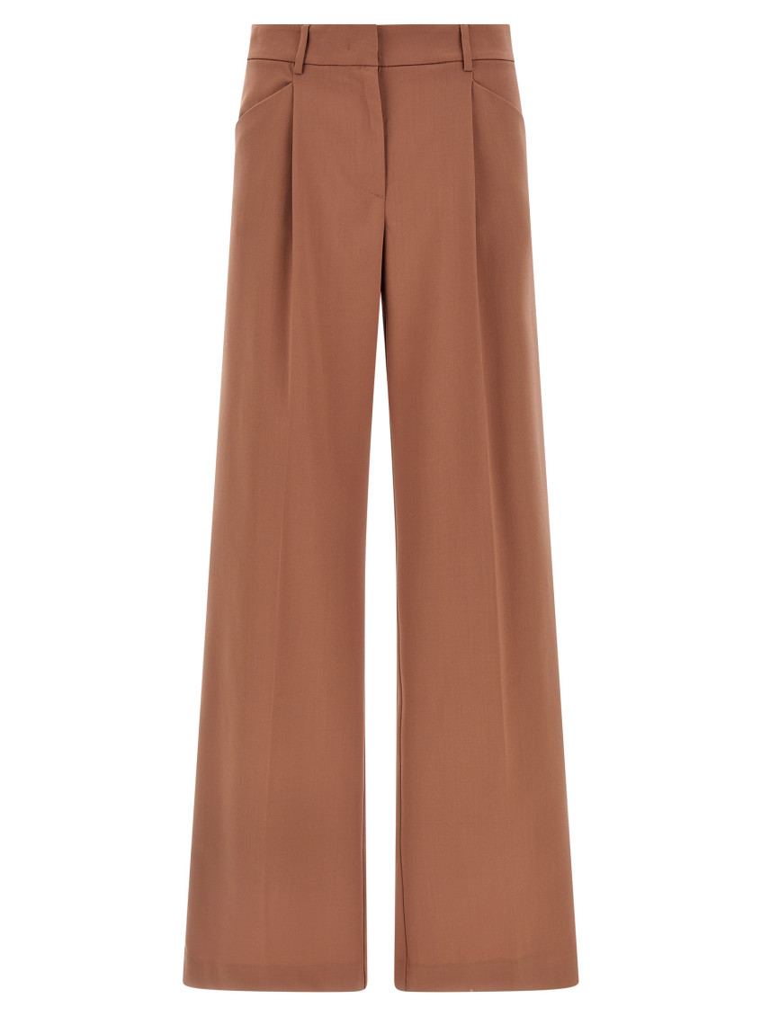 The Andamane Wide-leg Trousers With Front Pleats And Belt Loops In Pink