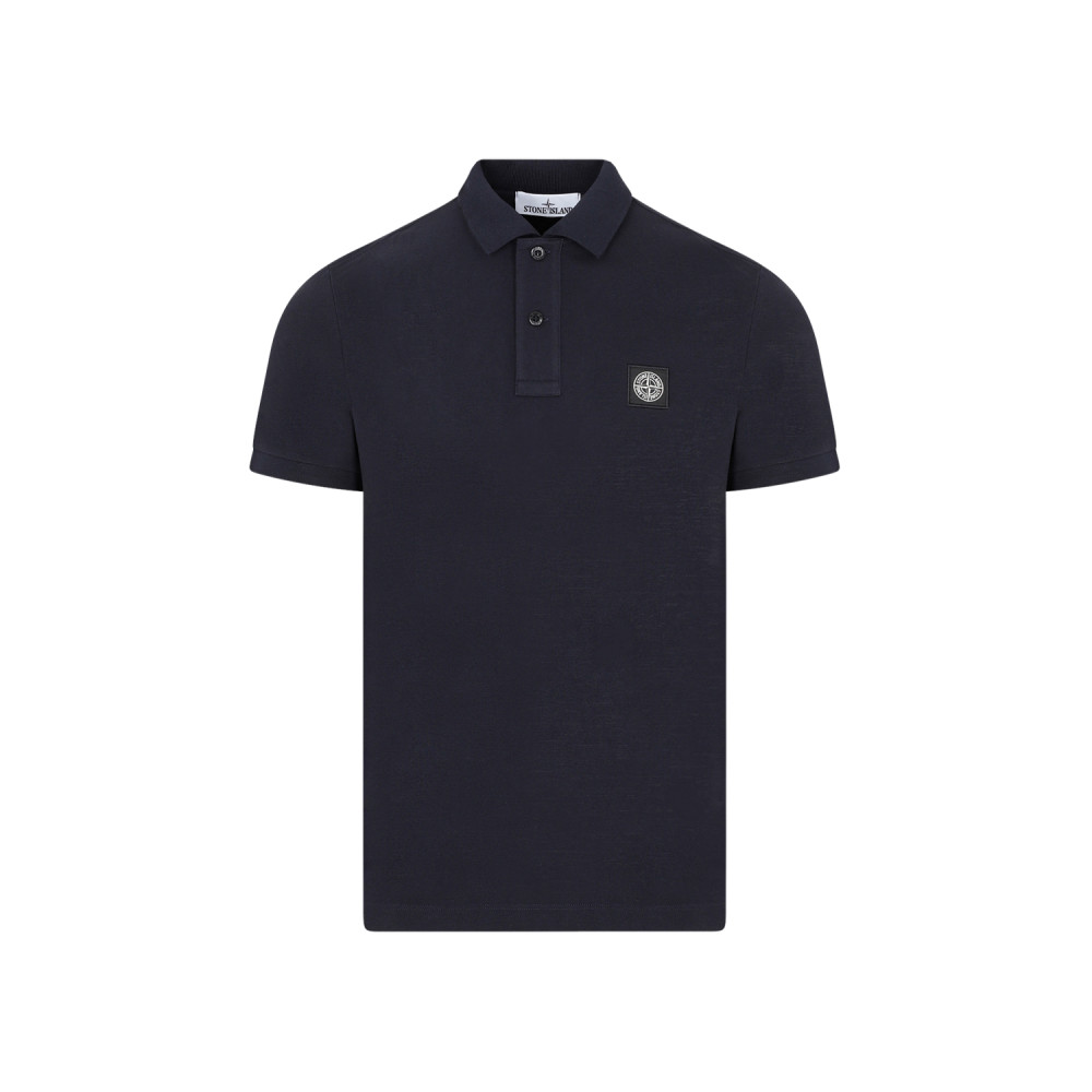 Stone Island Mens Black Brand-patch Regular-fit Stretch-cotton Polo Shirt Xl In Navy Blue
