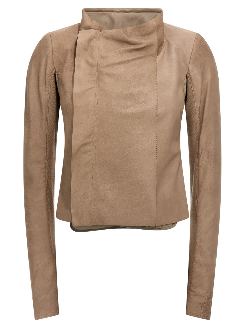 Rick Owens Low Neck Biker Casual Jackets And Parka Pink In Pink