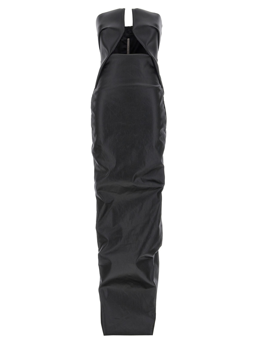 Rick Owens Form-fitting Black Evening Dress With Cutout Neckline In Black