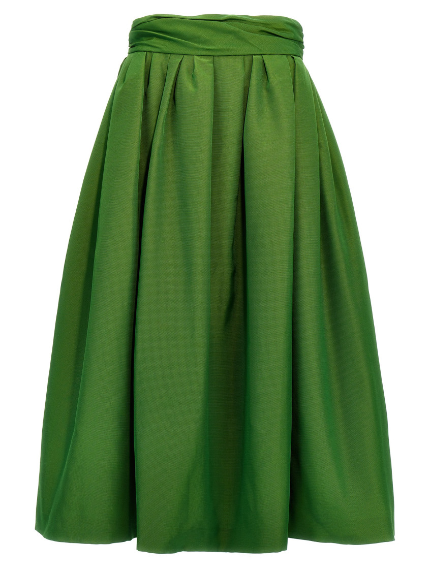 Carolina Herrera High-waisted Midi Skirt With Structured Waistband In Green