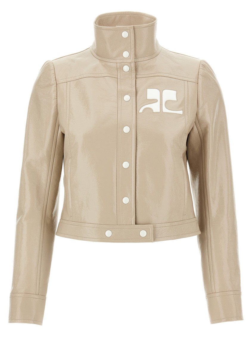 Courrèges Beige Reedition Vinyl Jacket In Neutral