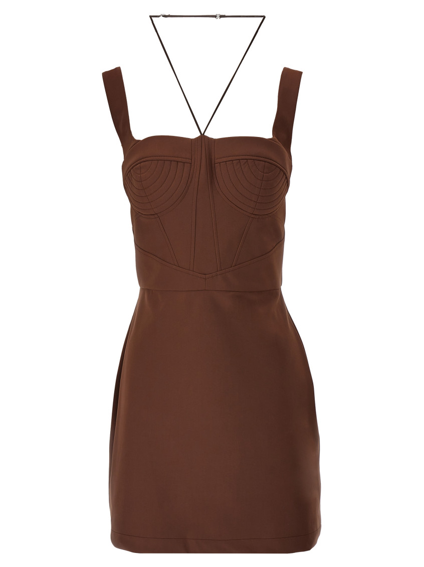 Nensi Dojaka 'maddie' Fitted Silhouette Mini Length Dress In Brown
