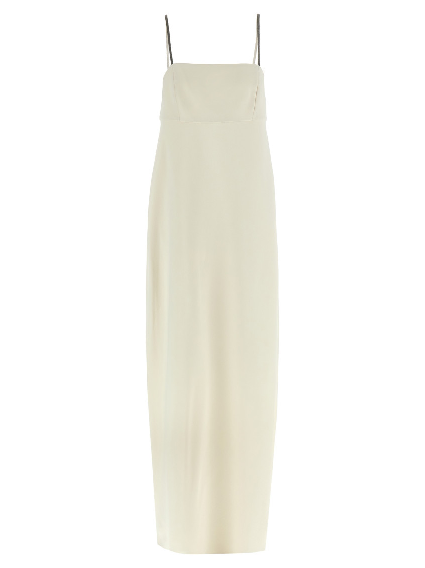 Brunello Cucinelli Strappy Dress With Slit In Back In White