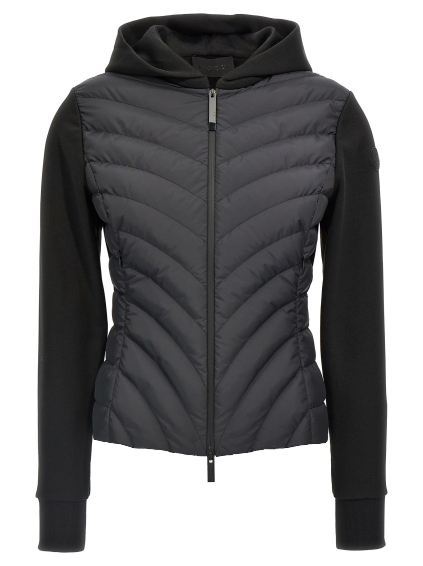 Shop Moncler Black Zip Up Hoodie