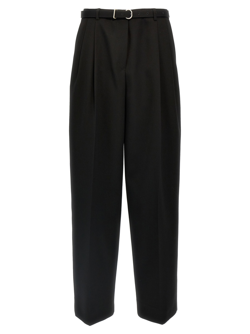 Jil Sander Wool Trousers With Back Pockets And Belt Loops In Black