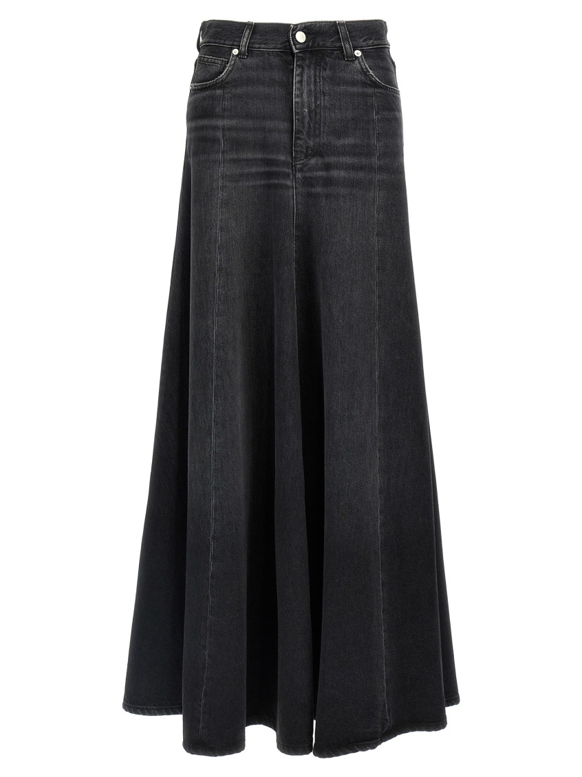 Haikure Black Denim Serenity Long Skirt In Black