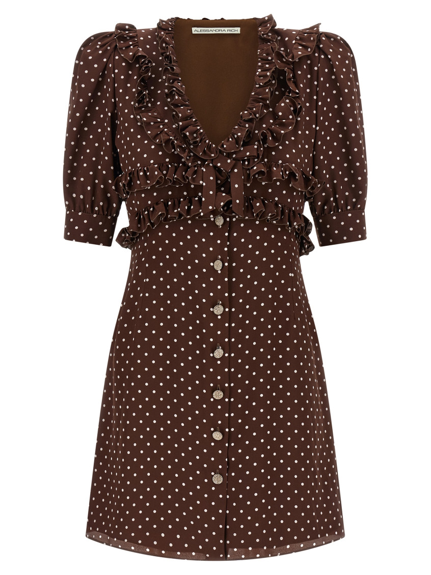 green dress with brown jacket Olive Polka Dot Mini Dress Large main image 0