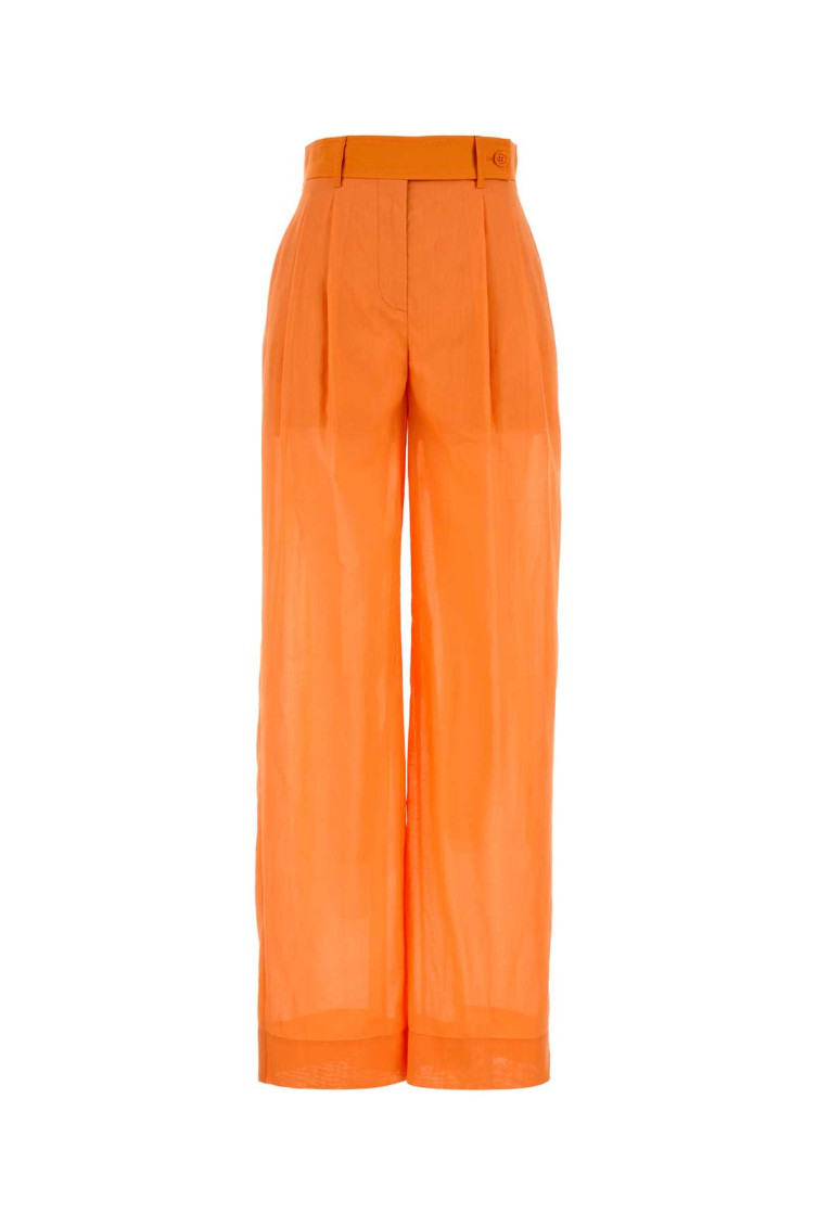 Alberta Ferretti Cotton Palazzo Pant Back Pockets In Orange