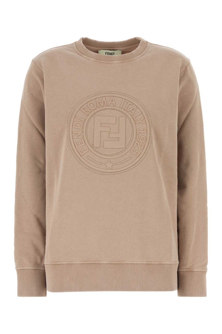 Fendi Felpa Oversize In Cotone Cappuccino Donna In Beige