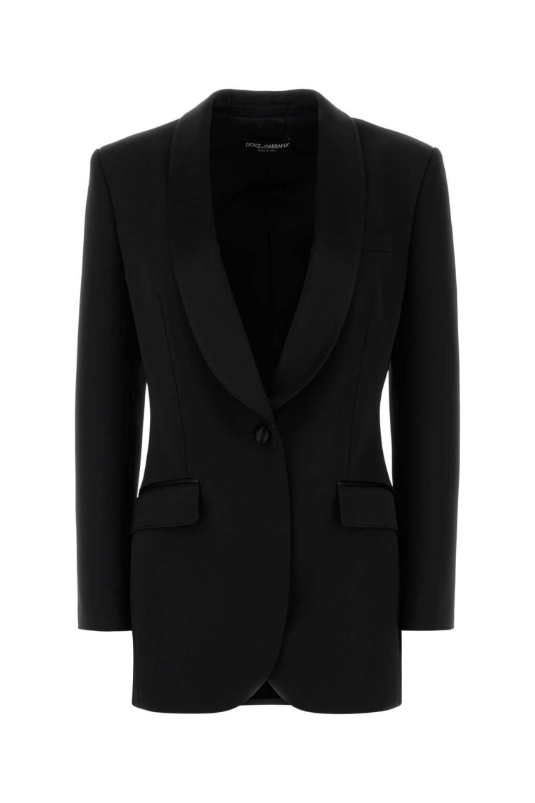 Dolce & Gabbana Black Stretch Wool Blend Blazer In Black