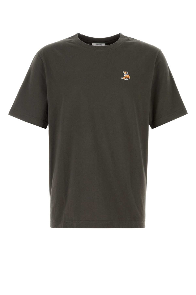 Maison Kitsune Dark Grey Cotton T-shirt for Men Online USA at