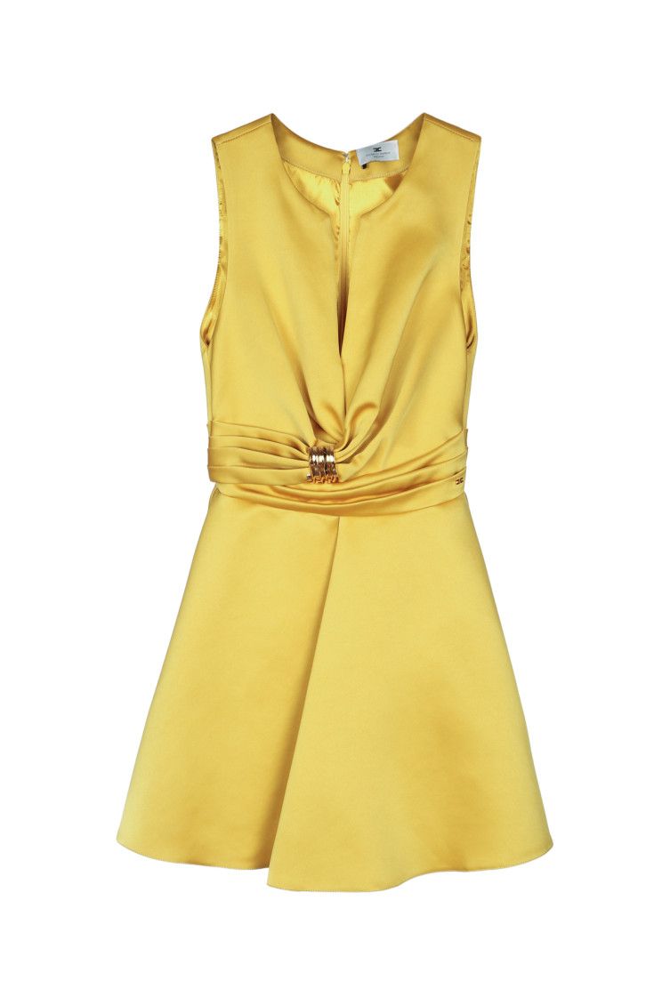 elisabetta franchi short dress Elisabetta Franchi Mini Dress In Duchess Satin With Maxi Ruffles | Pink