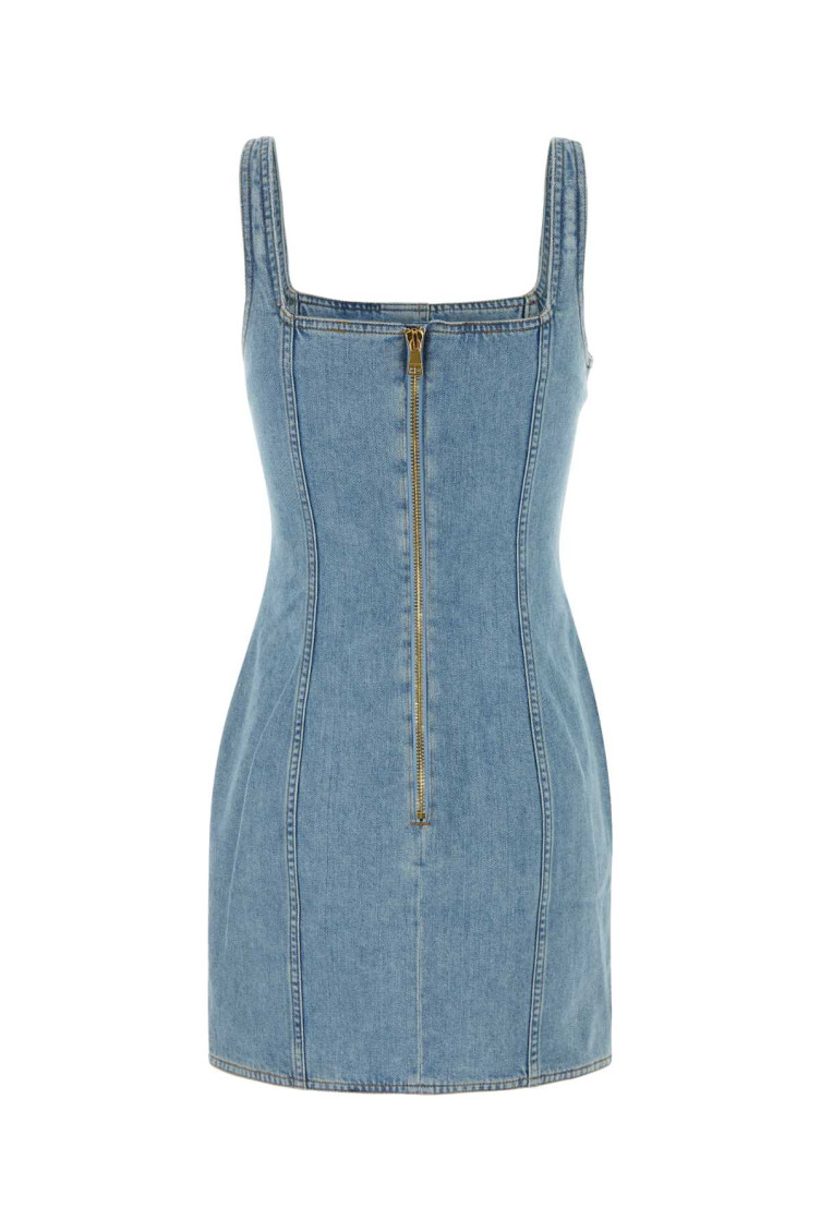 ariana glinda blue dress Balmain Blue Sleeveless Body Dress with Silver Button Detail Size FR 3 –  Sellier