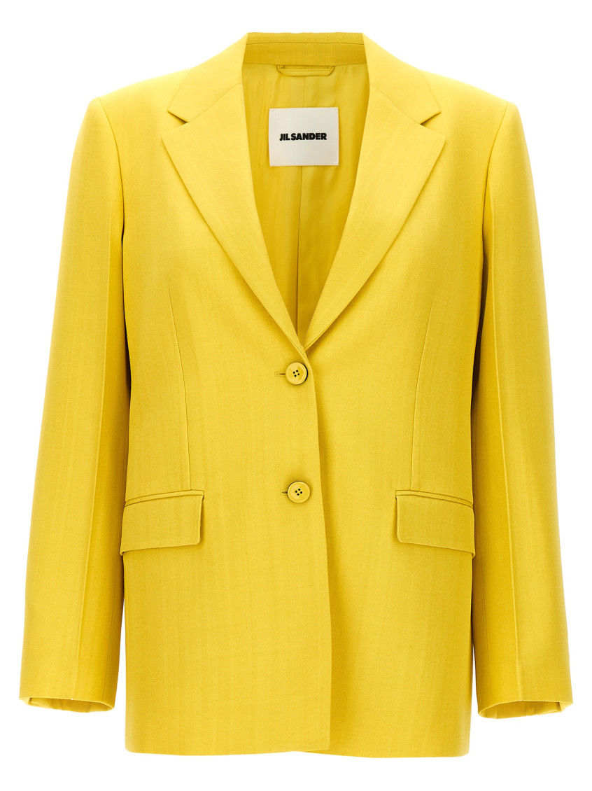 Jil Sander Tailored Blazer With Flap Pockets And Vent In Yellow