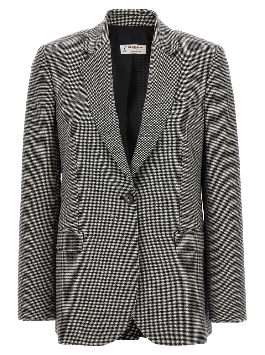 Alberto Biani Houndstooth Blazer In Blackwhite