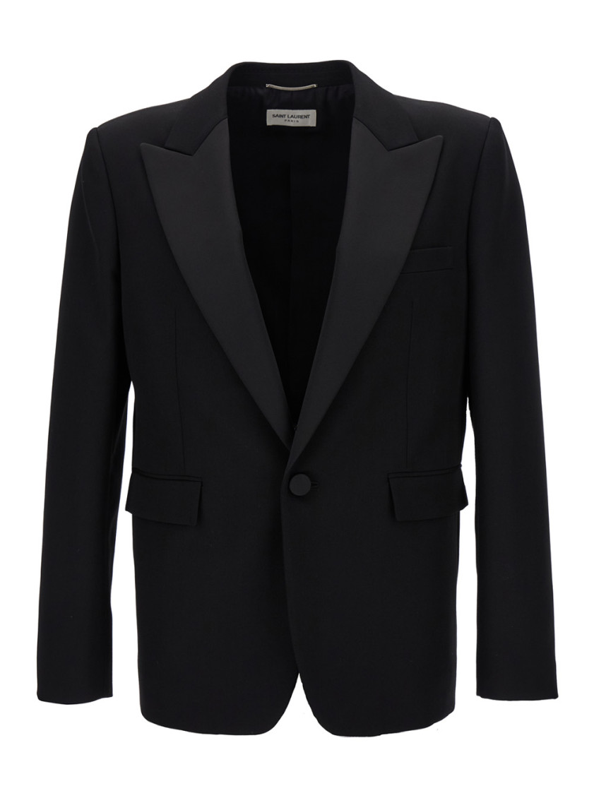 Saint Laurent Oversized Single-breasted Tuxedo Blazer In Black