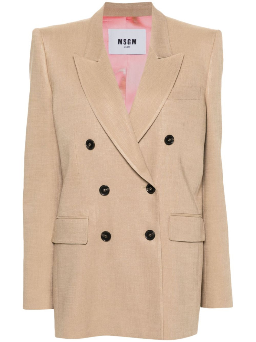 Msgm Women's Jacket Sand Arena | Size 42 | 41mdg09y Color 24701023 In Beige