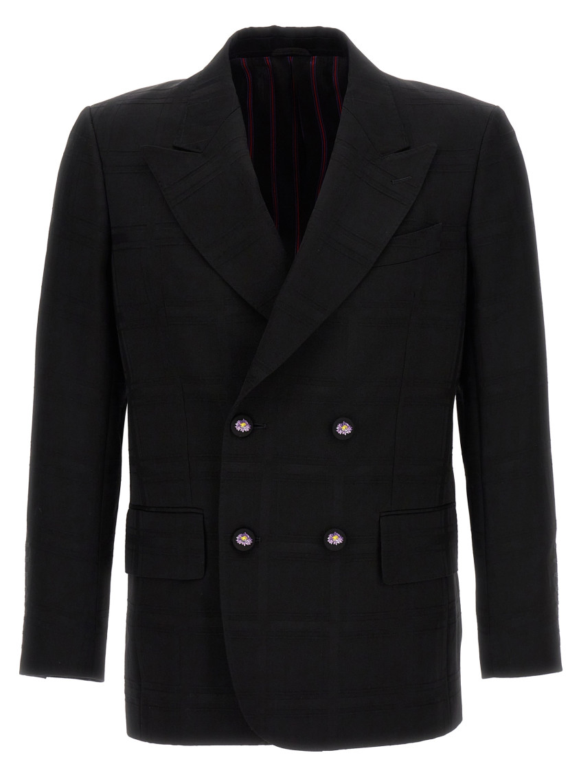 【関税込み】ETRO Double-breasted blazer Etro Black Check Double-breasted Blazer for Men Online USA