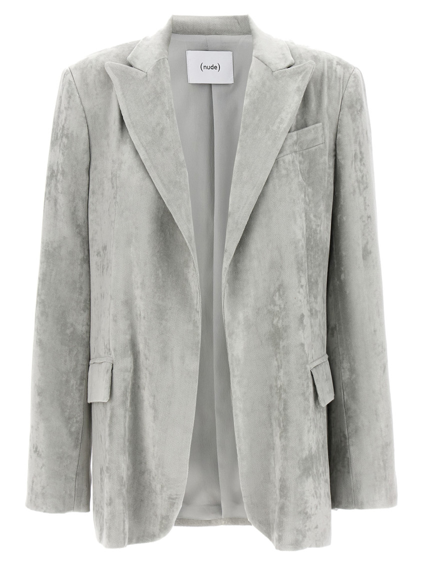 Nude Grey Velvet Blazer In Grey