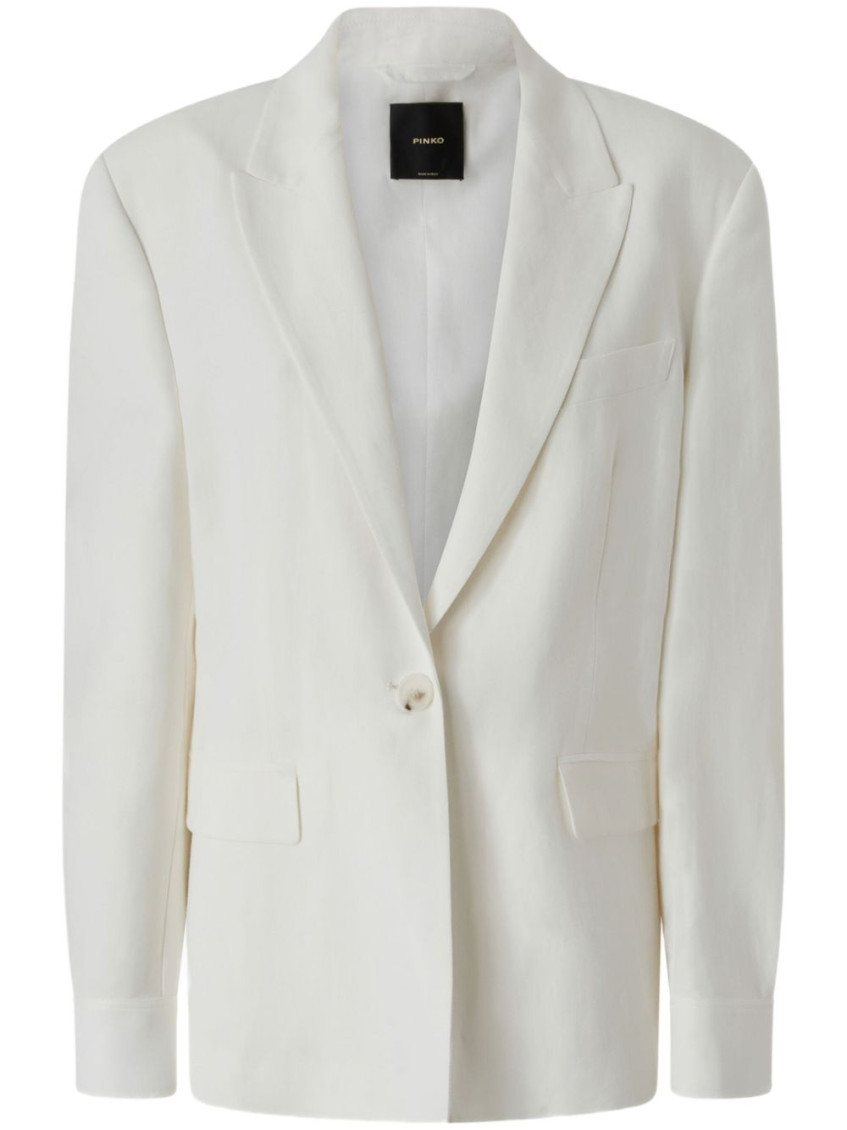 Shop Pinko White Linen Blazer