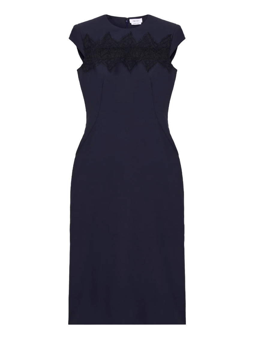 Shop Alexander Mcqueen Navy Blue Tailored Pencil Dress