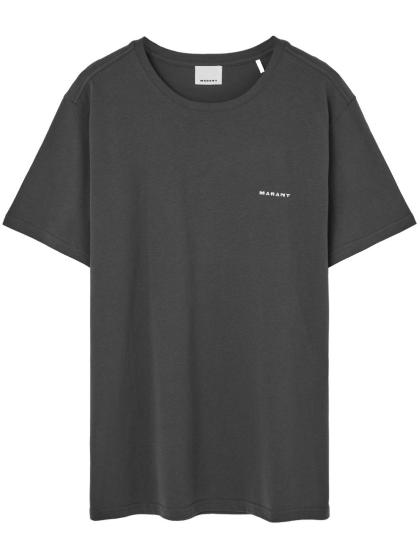 Isabel Marant Dark Grey Short Sleeve Cotton T-shirt In Gray