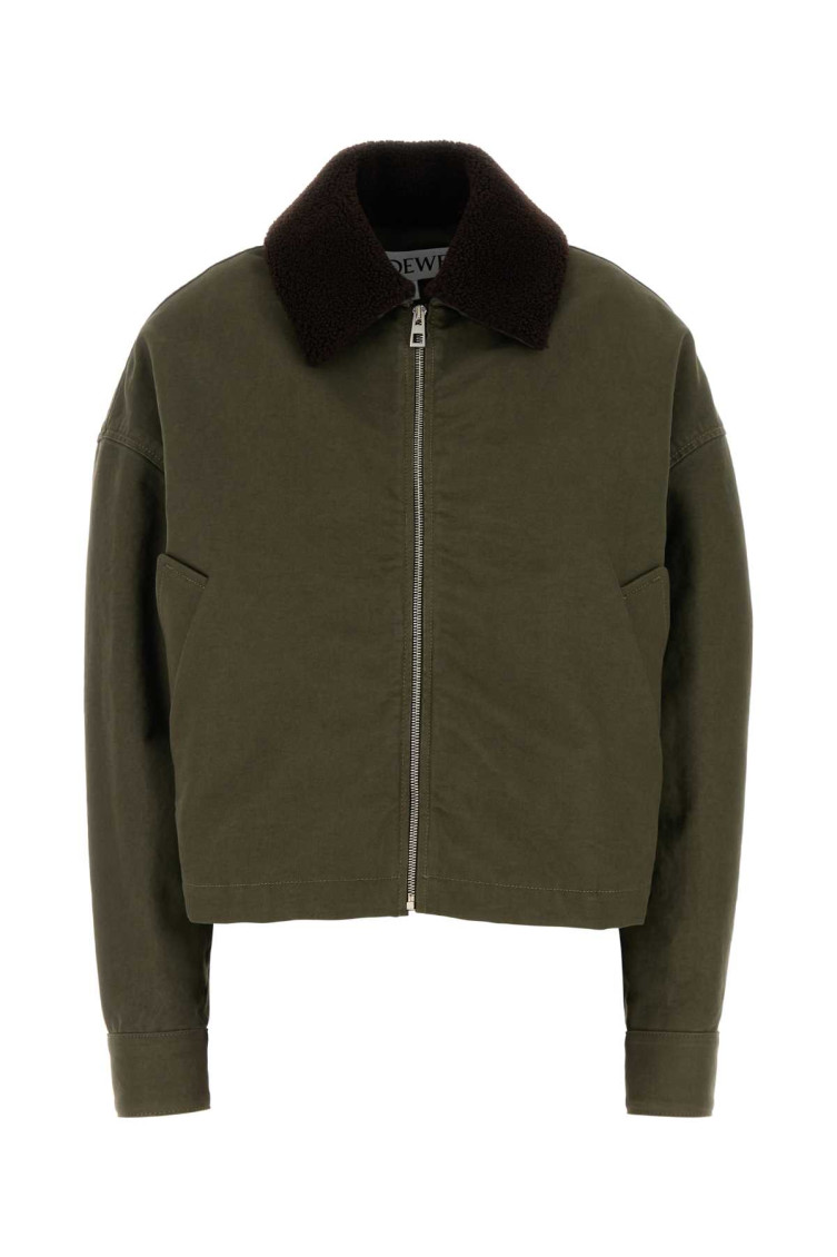 Shop Loewe Khaki Cotton Jacket