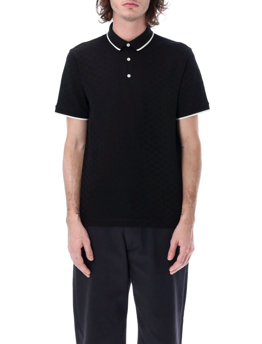 Emporio Armani Classic Piqué Polo Shirt With Polished Collar In Black